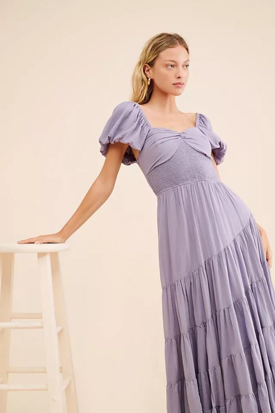 Free People Short Sleeve Sundrenched Maxi Dress Size Large